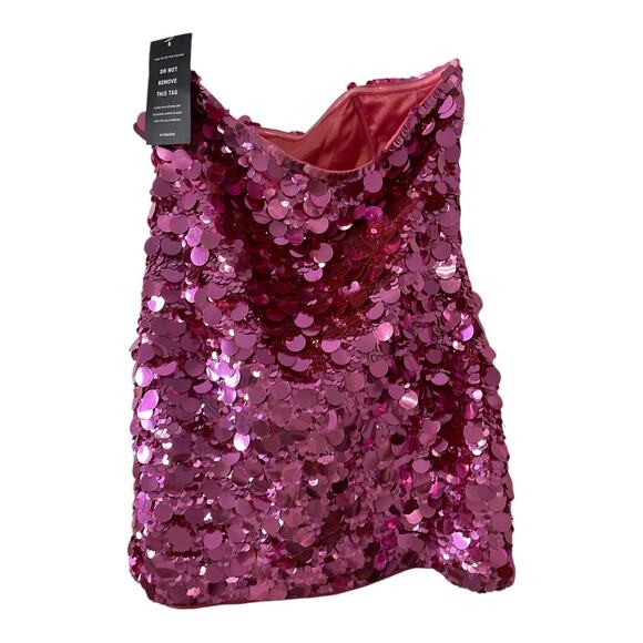 Retrofete Nolia Sequin Mini Dress Embellished Strapless Hoco Party Statement L - Picture 7 of 16